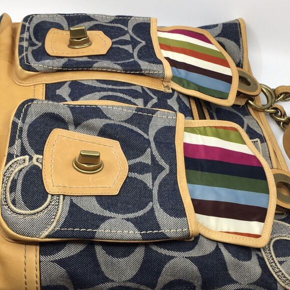 Coach Blue and Tan Tote Bag - Picture 11 of 16